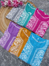 Latest Rayon Contrasting Shades Kurtis - Chikankari official