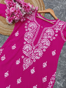 Latest Rayon Contrasting Shades Kurtis - Chikankari official