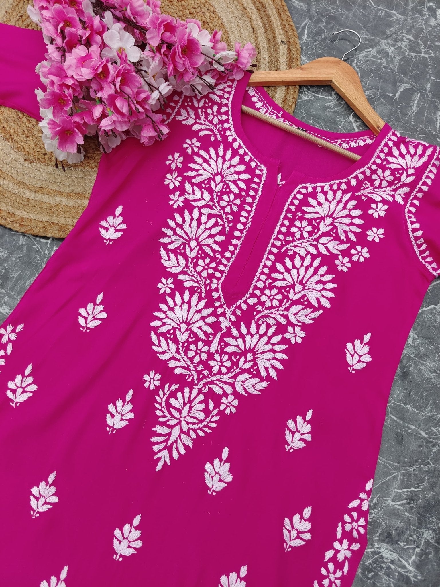 Latest Rayon Contrasting Shades Kurtis - Chikankari official