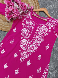 Latest Rayon Contrasting Shades Kurtis - Chikankari official
