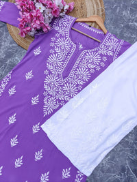 Latest Rayon Contrasting Shades Kurtis - Chikankari official