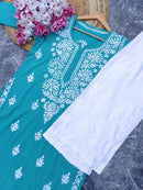 Latest Rayon Contrasting Shades Kurtis - Chikankari official