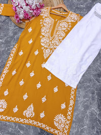Latest Rayon Contrasting Shades Kurtis - Chikankari official