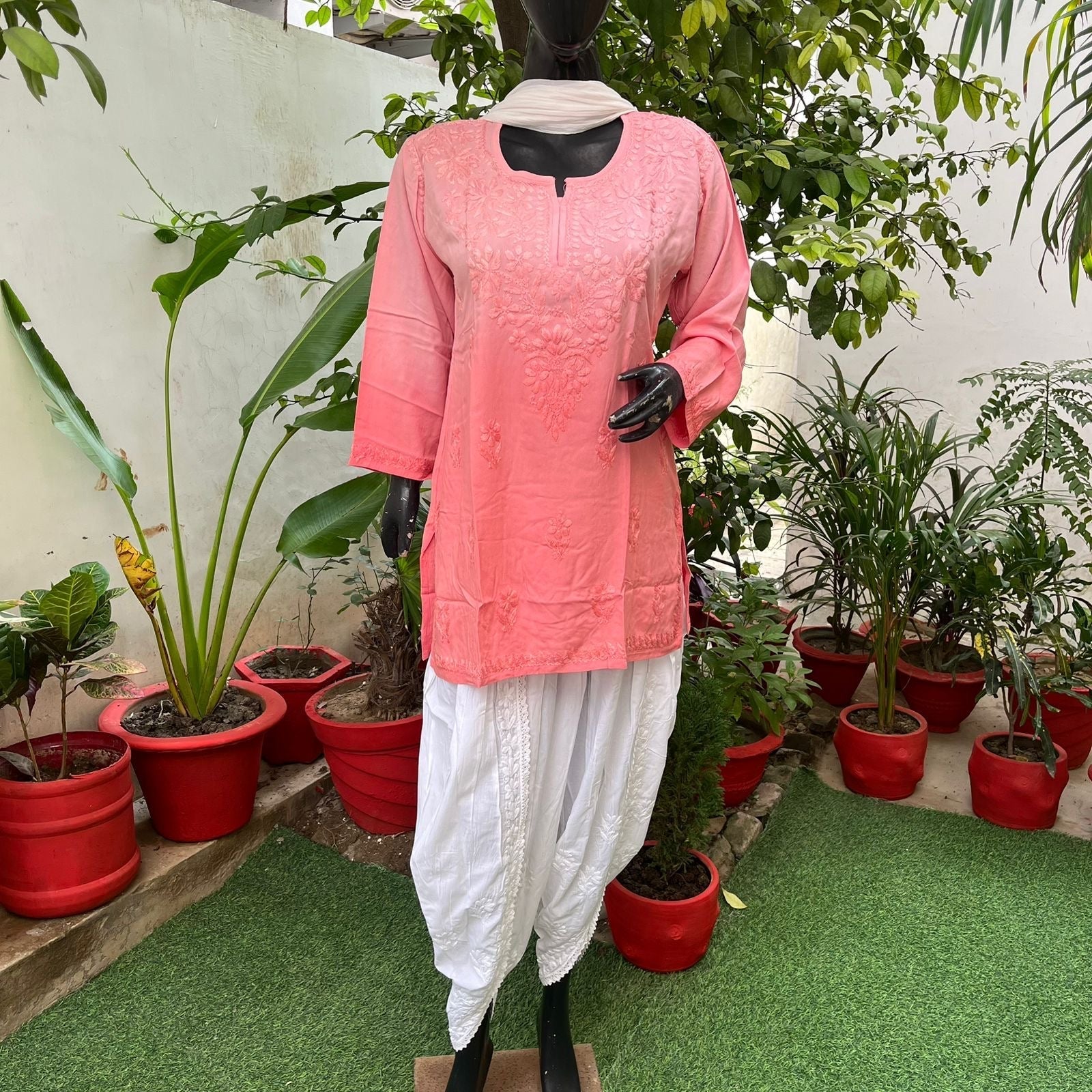 Latest Rayon Ombre Short Top - Chikankari official