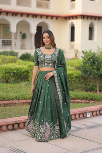 Lehenga Choli Green full stiched Set - Chikankari official