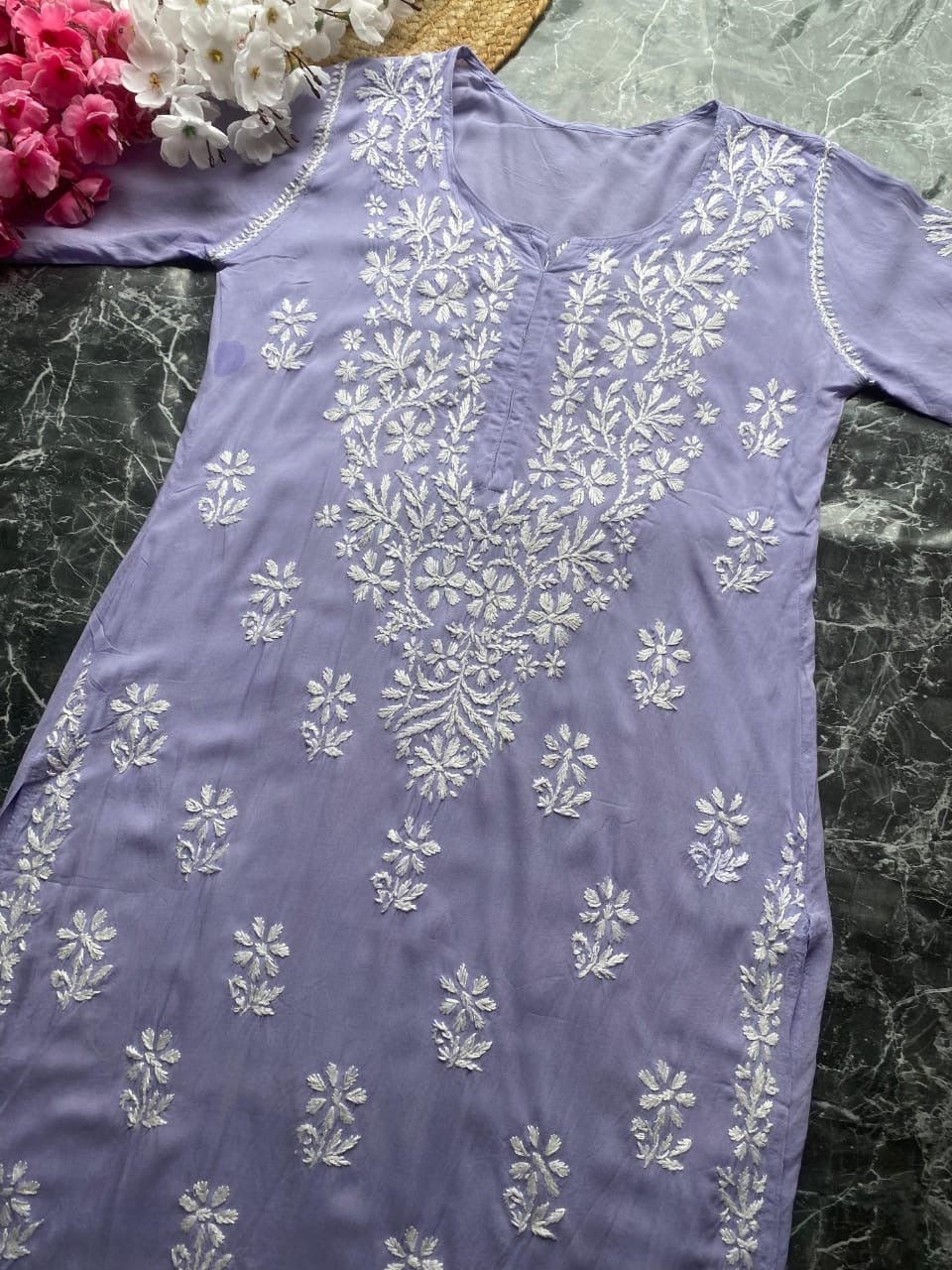 Light Shades Modal cotton kurtis - Chikankari official