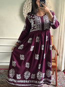 Light weight butter soft Rayon adjustable gown - Chikankari official