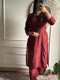 Light weight Chanderi Silk Buttersoft Set - Chikankari official