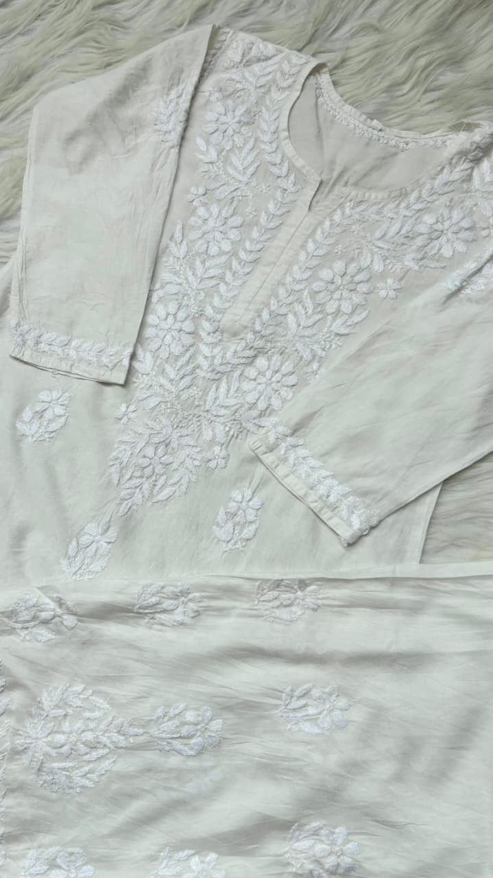 Light weight Chanderi Silk Buttersoft Set - Chikankari official