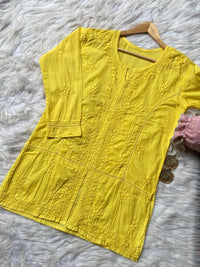 Light weight Mul Mul short Top - Chikankari official
