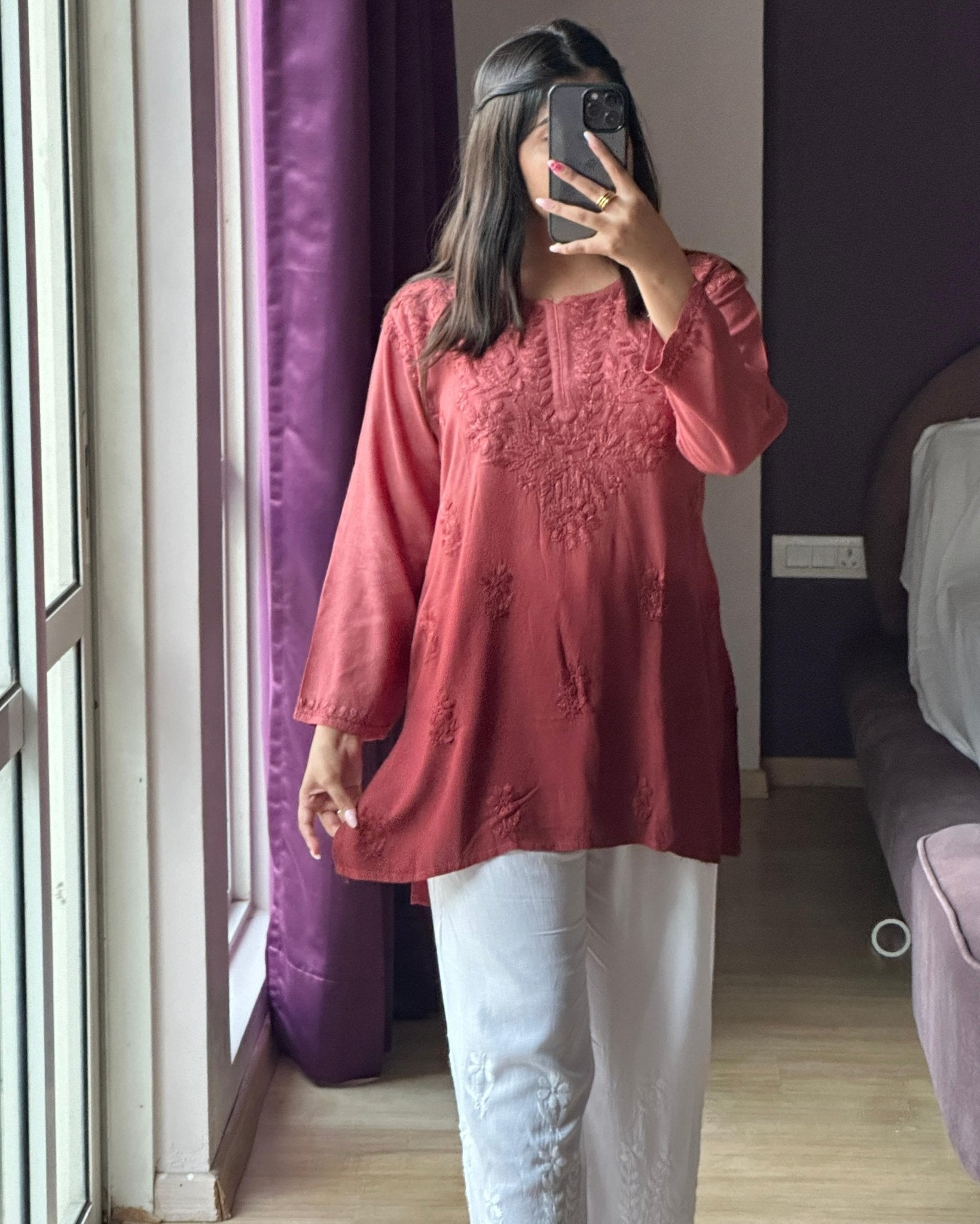 Light weight Ombre Dyed Rayon Short Tops - Chikankari official
