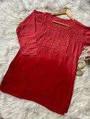 Light weight Ombre Dyed Rayon Short Tops - Chikankari official
