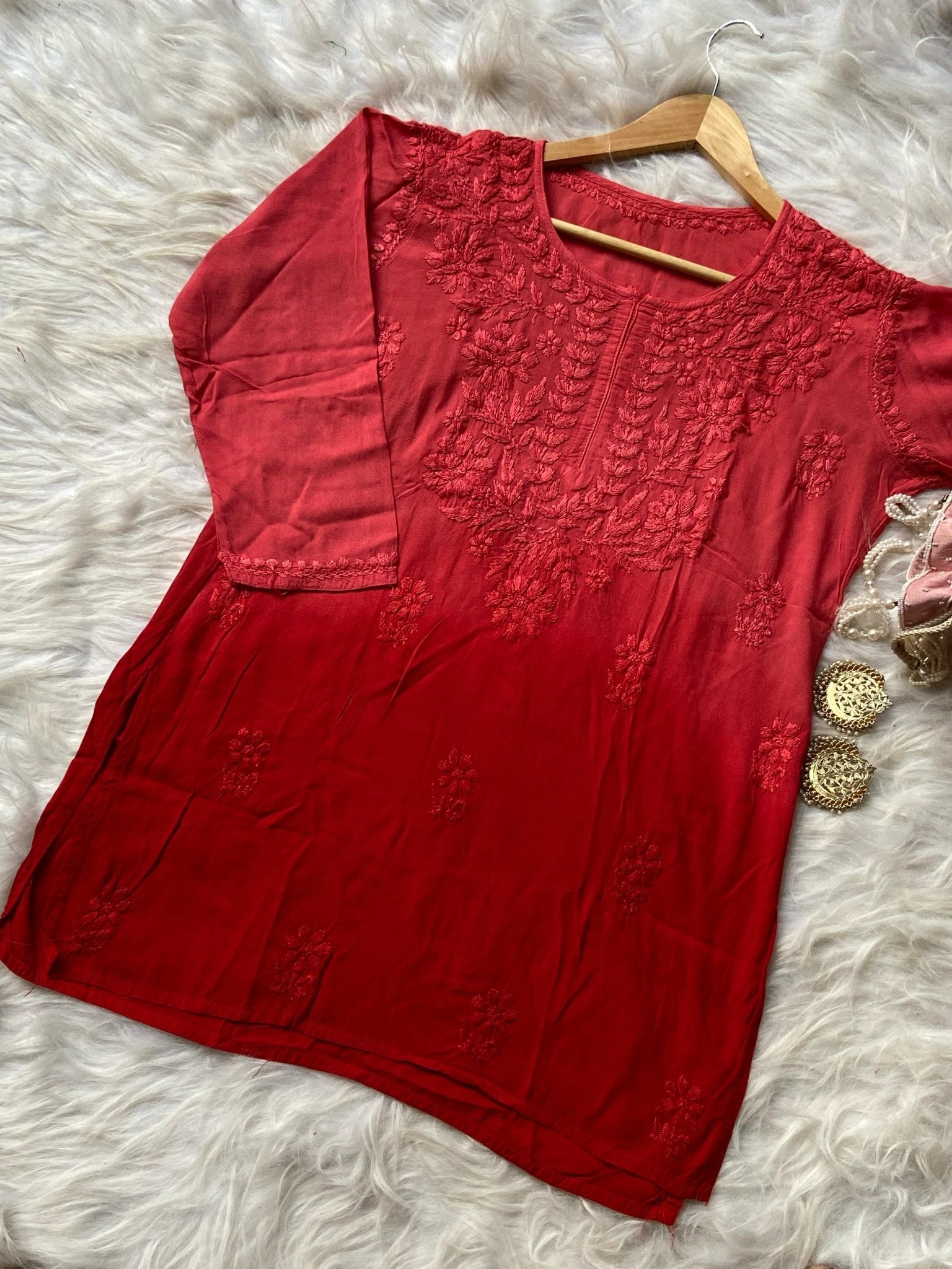 Light weight Ombre Dyed Rayon Short Tops - Chikankari official