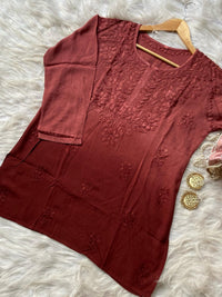 Light weight Ombre Dyed Rayon Short Tops - Chikankari official