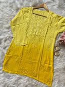 Light weight Ombre Dyed Rayon Short Tops - Chikankari official