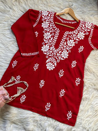 Light weight Rayon Summer short top - Chikankari official