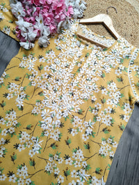 Lightweight Floral Print Summet Mulmul Kurta - Chikankari official