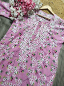 Lightweight Floral Print Summet Mulmul Kurta - Chikankari official