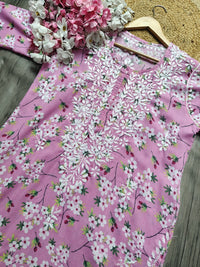 Lightweight Floral Print Summet Mulmul Kurta - Chikankari official