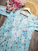 Lightweight Floral Print Summet Mulmul Kurta - Chikankari official
