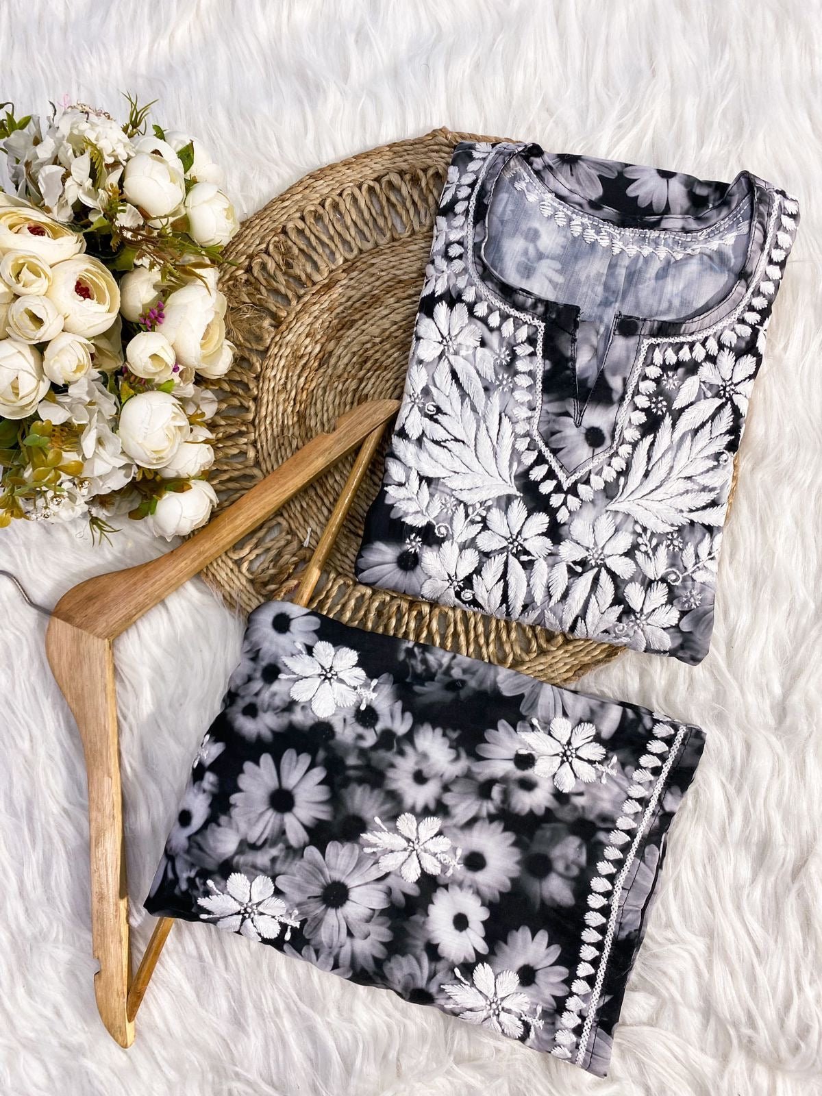 Limited Rayon co ord set - Chikankari official