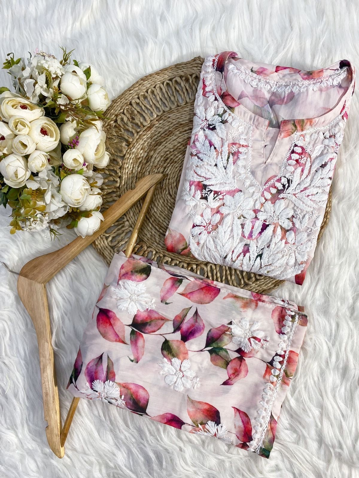 Limited Rayon co ord set - Chikankari official