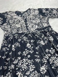 Long Adjustable Dori Gown - Chikankari official