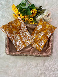 Long Mul printed Flowers set - Chikankari official
