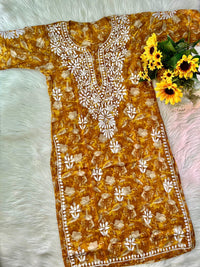 Long Mul printed Flowers set - Chikankari official