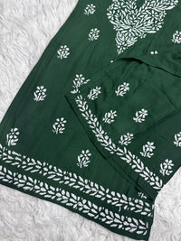 Lucknawi Heavy work Rayon Kurti with Free size plazzo - Chikankari official