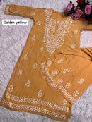 Lucknawi Heavy work Rayon Kurti with Free size plazzo - Chikankari official