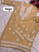Lucknawi Heavy work Rayon Kurti with Free size plazzo - Chikankari official