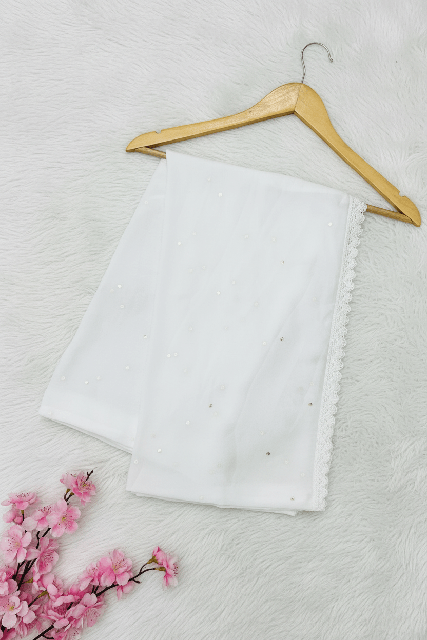 Lucknow Chikankari Tiki muqaish lace Dupatta