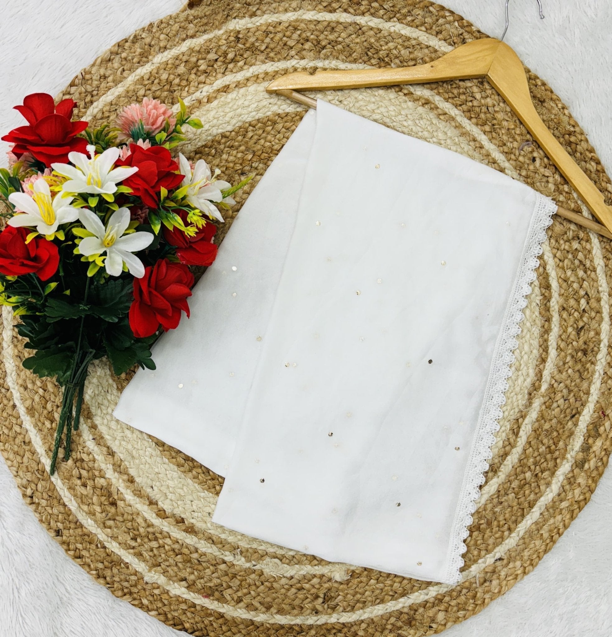 Lucknow Chikankari Tiki muqaish lace Dupatta