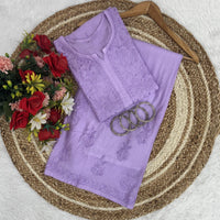 Lucknowi Chikankari Chanderi Rose Design Kurti & Plazo Set - Chikankari official