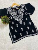 Lucknowi Chikankari Fine Handwork Short Top - Chikankari official