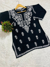 Lucknowi Chikankari Fine Handwork Short Top - Chikankari official