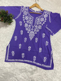 Lucknowi Chikankari Fine Handwork Short Top - Chikankari official