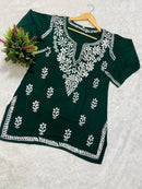 Lucknowi Chikankari Fine Handwork Short Top - Chikankari official