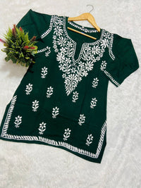 Lucknowi Chikankari Fine Handwork Short Top - Chikankari official