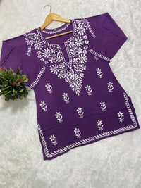Lucknowi Chikankari Fine Handwork Short Top - Chikankari official