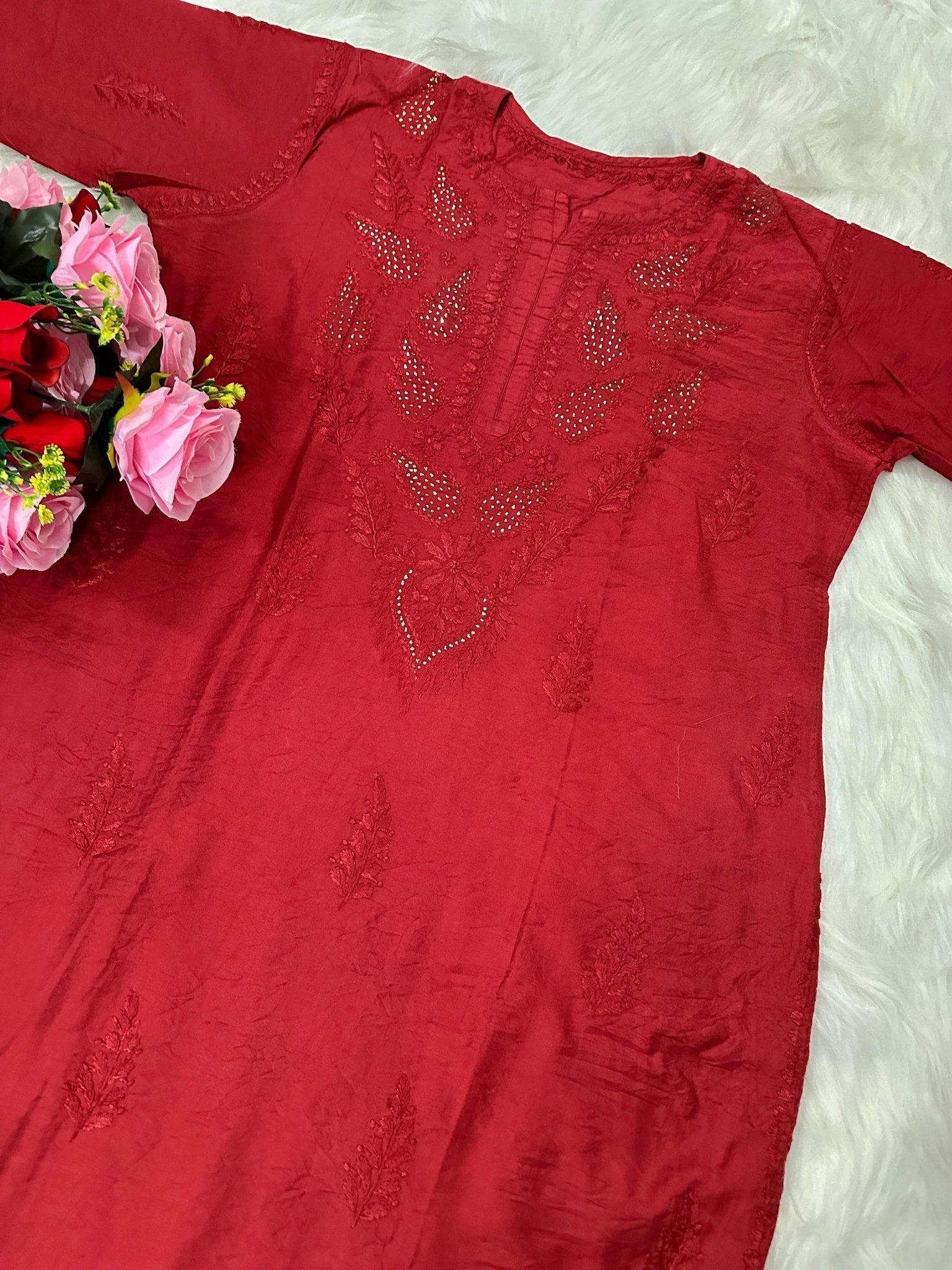 Lucknowi Chikankari Handwork Chanderi - Chikankari official