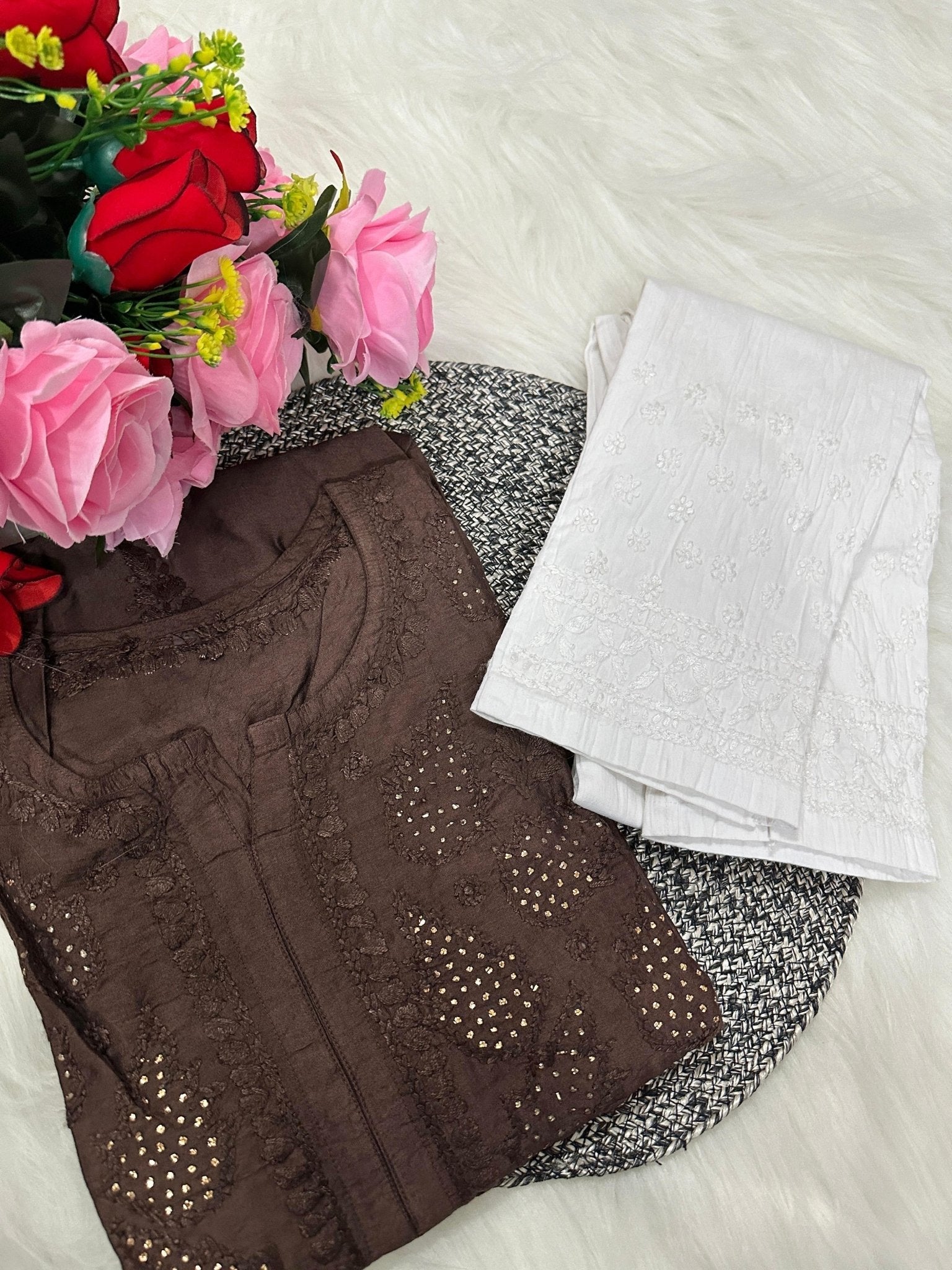 Lucknowi Chikankari Handwork Chanderi - Chikankari official