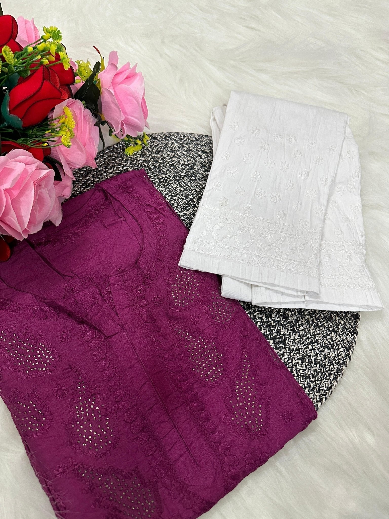 Lucknowi Chikankari Handwork Chanderi - Chikankari official