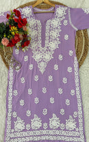 Lucknowi Chikankari Polister Thread Beautiful Ghas Patti Hand Modal Kurti - Chikankari official