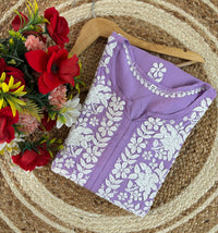 Lucknowi Chikankari Polister Thread Beautiful Ghas Patti Hand Modal Kurti - Chikankari official