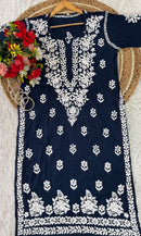 Lucknowi Chikankari Polister Thread Beautiful Ghas Patti Hand Modal Kurti - Chikankari official