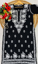Lucknowi Chikankari Polister Thread Beautiful Ghas Patti Hand Modal Kurti - Chikankari official