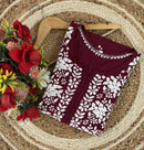 Lucknowi Chikankari Polister Thread Beautiful Ghas Patti Hand Modal Kurti - Chikankari official