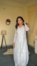 Lucknowi Ghass Patti Work Chanderi Kurti Plazzo Bharti Special - Chikankari official